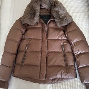 Dawn Levy Women’s Puffer Jacket with detachable shearling collar